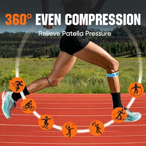 6PCS Patellar Tendon Support Strap (Black/White/Gray, 2 Each), Knee Pain Relief Patella Bands for Sports, Elastic Silicone Knee Brace for Men & Women, Portable for Gym, Running, Basketball