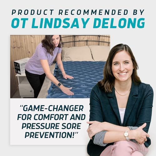 Lunderg Queen Size Alternating Air Pressure Mattress Pad with Static Mode - Comfortable Bed Sore Prevention - Includes Waterproof Mattress Topper 53" x 77" & Quiet Pump - Recommended by Doctors