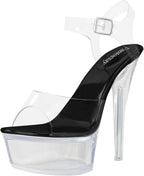 Fantoesay Women's Clear Sexy High Heeled Platform Sandals-Stiletto Heels Casual Dance Party Sandals