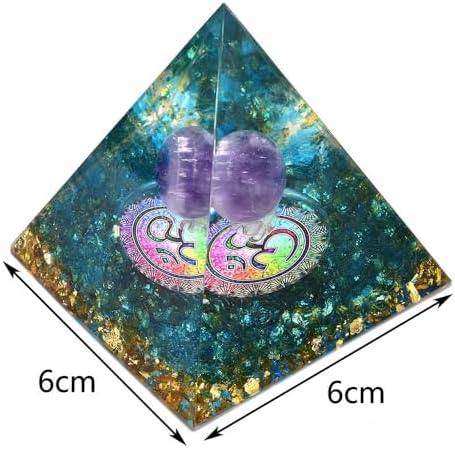 Handmade Amethyst Orgonite Pyramid 60mm with Blue Quartz Natural Crystal Stone Orgone Energy Pyramide