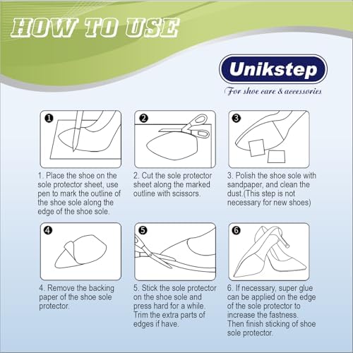 UNIKSTEP 2 Pairs (4 Pieces) Shoe Sole Protectors, Wave Pattern Shoe Bottom and Heel Non Slip Grips