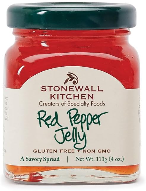Stonewall Kitchen Gourmet Mini Red Pepper Jelly, Perfect for Appetizers, Bright and Flavorful Sweet Red Peppers, Made in USA, Comes in Beautiful Jar, 4 oz.