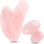 2 Pcs Gua Sha Scraping Massage Tool Gua Sha Facial Tool Massage Stone Gua Sha Tool for Body Spa Skincare Eye Face Neck Beauty Relaxing (Rose Quartz)