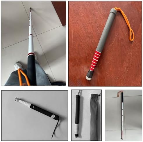 Blind Cane -Titanium Alloy Telescopic Reflective Cane for Mobility Aids Assist Tool,Night Warning Reflective + Screw-in Roller Head