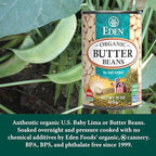 Eden Organic Butter Beans, (Baby Lima Beans), No Salt Added, USA Grown, Non GMO, 15 oz (12-Pack)