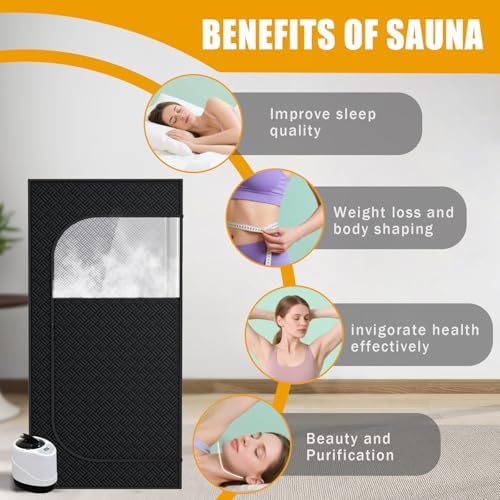 Nirvix Sauna Box, Portable Steam Sauna for Home with 1000W 3L Steamer, 9-Level Temperature Control & Remote, with Foldable Chair, for Relaxation, Detox & Indoor/Outdoor Use (2.6' x 2.6' x 5.9')