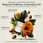 Organic Calendula Oil For Sensitive Skin - USDA Certified 100% Natural Plant Based, Lightweight & Unscented Gentle Soothing Oil For Sensitive Skin - For Face, Skin & All Over - 1 Fl Oz Glass & Dropper