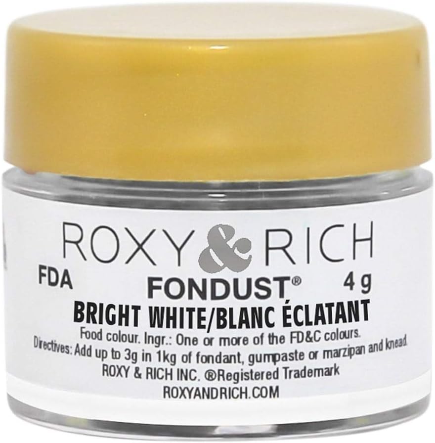 Roxy & Rich Fondust Powder Food Color Bright White, 4 Grams