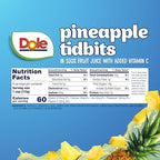 Dole Fruit Bowls Pineapple Tidbits in 100% Juice Snacks, 4oz 24 Total Cups, Gluten & Dairy Free, Bulk Lunch Snacks for Kids & Adults