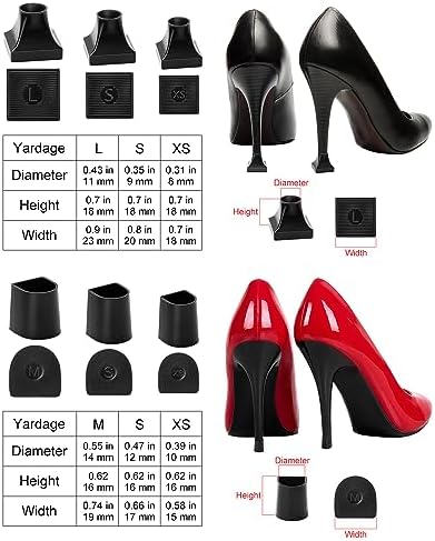 Heel Protectors for High Heel Shoes, 12 Pairs Heel Covers Heel stoppers for Grass, Noise Reducing Non-Slip Stiletto Heel Caps(4 Sizes, White, Black)