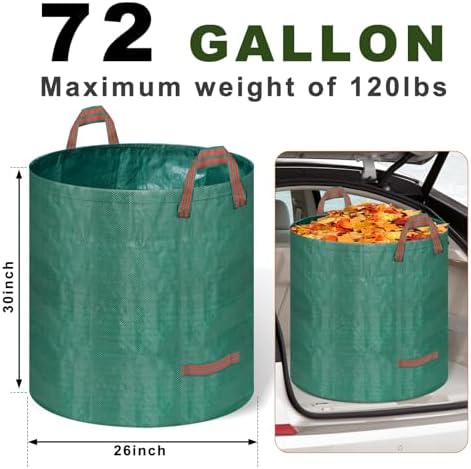 Remiawy Reusable Yard Waste Bags, 3 Packs 72 Gallons Lawn and Leaf Garden Bags with Reinforced Carry Handles Heavy Duty Garden Waste Bags Camping Yard Recycling Trash Bags for Debris Leaves Grass