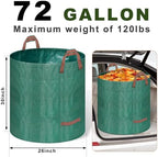 Remiawy Reusable Yard Waste Bags, 3 Packs 72 Gallons Lawn and Leaf Garden Bags with Reinforced Carry Handles Heavy Duty Garden Waste Bags Camping Yard Recycling Trash Bags for Debris Leaves Grass
