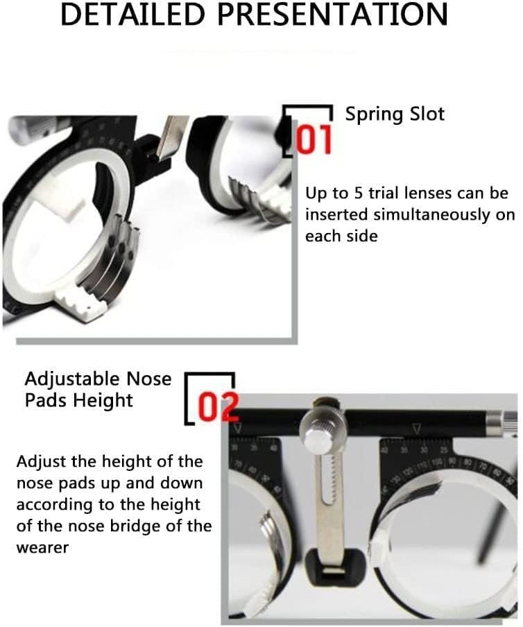 Optical Optic Trial Lens Frame Adjustable PD 50-80mm Optical Trial Lens Frame, Multi-Functional Eye Test Glasses Optical Trial Frame, Optical Trial Optician Accessories