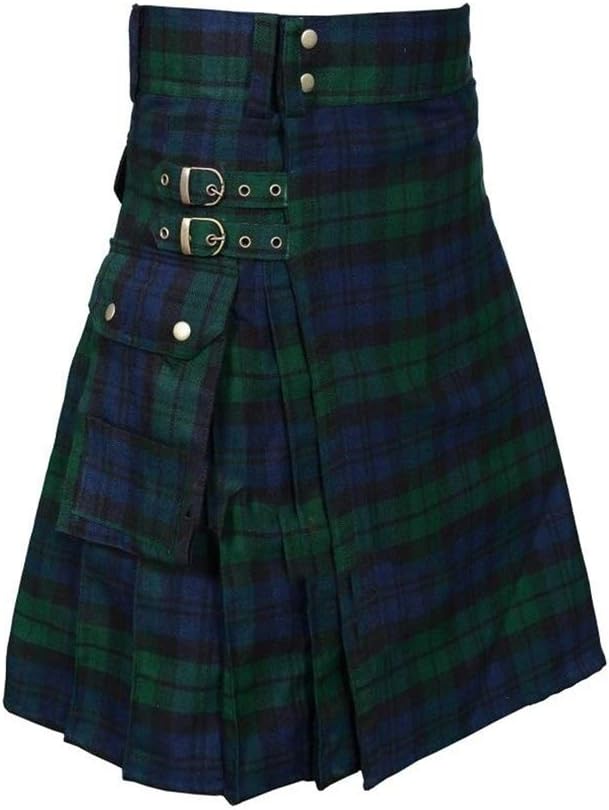 Tartan Utility Kilts for Men Tartan Kilt with Straps and Large Cargo Pockets