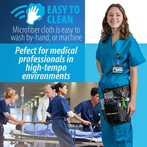 Nurse Fanny Pack w/Elastic Leg Band - Multi Compartment Waist Organizer Tool Bag for Students, Practitioners & Medical Professionals (Black Noche)