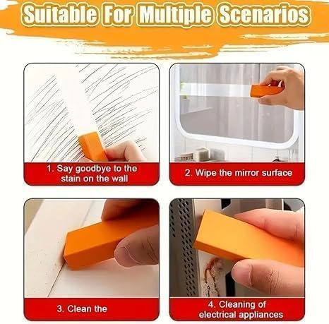 Stainless Steel Decontamination Artifact Eraser, Powerful Stainless Steel Stain Remover, Rubber Rust Cleaning Eraser for Kitchen, Bathroom, Household Orange (5PCS)