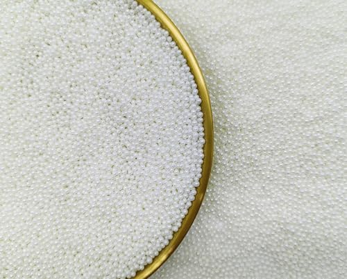 Edible White Pearl Sugar Sprinkles Candy 2mm Mini Pearls Cake Decorations Cupcake Toppers Cookie Decorating Perfect for Wedding Party Valentine Halloween Christmas Supplies 3OZ