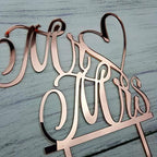 Mr and Mrs Cake Topper - Bride And Groom Sign Wedding Engagement Cake Toppers Decorations (Mirror Rose Gold Acrylic)