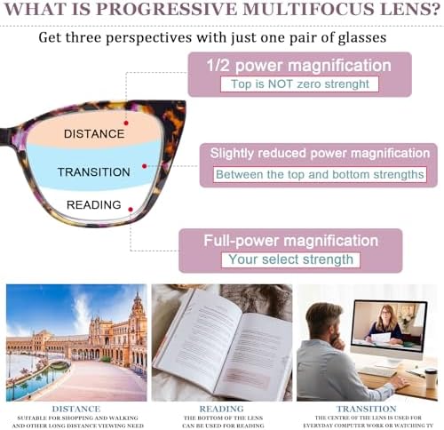 Photochromic progressive Multifocus Reading Glasses for Women Anti Blue Light Computer Readers UV400 Sunglasses