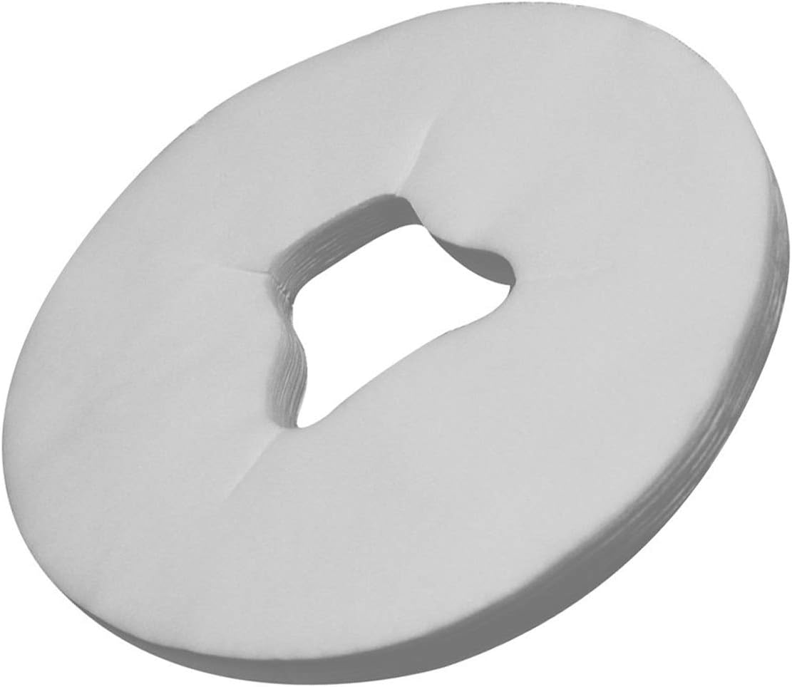 100Pcs Disposable Face Cradle Covers White Breathing Non-Woven Massage Face Headrest Covers Sheet for Massage Tables and Massage Chairs for Beauty Salon Spa or Home Use