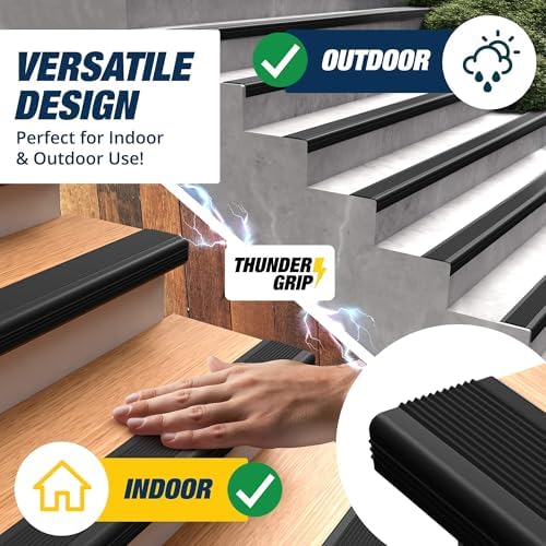 Stair Edge Protector 12 Ft - Black Rubber Edge Trim for Steps - Stair Nose Molding - Rubber Nose Trim - Fit for Indoor and Outdoor - Non Slip and Waterproof