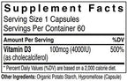 Rejuvenation Therapeutics Vitamin D3 4000IU - Supports Bone Health (60 Vegan Capsules)