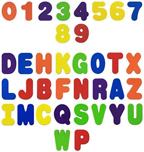 BabyBibi 36 PCS Stick-On Foam Letters & Numbers – Non-Toxic, BPA Free, No Mold Tub Toys – Colorful, Educational, Fun ABC Learning for Toddlers & Babies