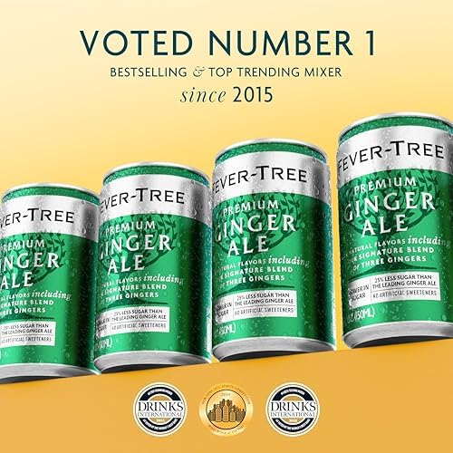Fever Tree Ginger Ale - Premium Quality Mixer - Refreshing Beverage for Cocktails & Mocktails. Naturally Sourced Ingredients, No Artificial Sweeteners or Colors - 150 ML Cans - Pack of 24