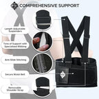 Back Brace for Men Lower Back Heavy Lifting with Suspenders, Back Support Belt for Work, Lower Back Brace with Lumbar Support for Back Pain Relief, Construction Warehouse Moving Belt, Size M
