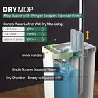 JOYMOOP Mop and Bucket Set with Wringer, Dust Mops for Floor Cleaning, Wall Cleaner with Long Handle,Wet and Dry Use - 8 Microfiber Mop Pads