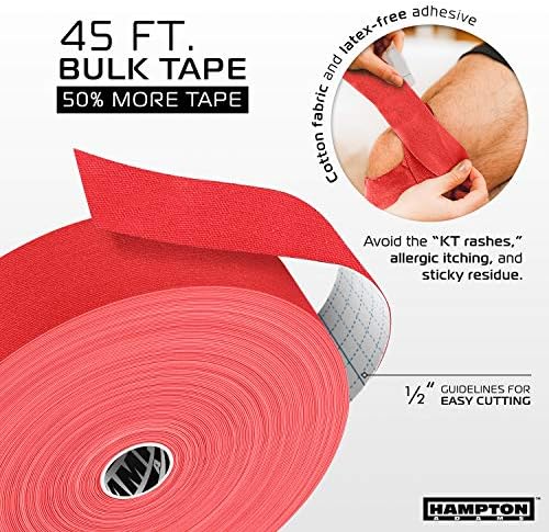 Hampton Adams | As Seen on Shark Tank | Elastic Kinesiology Tape (Bulk Roll) | 135ft Uncut | Supports & Protects Muscle Wrist Knee Shoulder Back Plantar Fasciitis | Waterproof Hypoallergenic