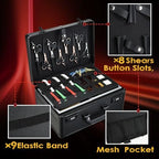 Yueieoun Barber Case 6 Clippers Sliding Tray, Profesional Barbers Briefcase Tool Case, Barber Cases for Clippers and Supplies, Hair Scissors Trimmer Organizer, Salon Hair Grooming Hard Travel Suitcase