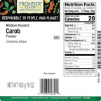 Frontier Co-op Ground Carob Powder, 1lb Bulk Bag - Medium-Roasted Natural Cocoa Substitute Powder with Rich Chocolate Flavor - Caffeine-Free, Kosher