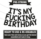 It's My Fucking Birthday Banner - Happy 16th 18th 20th 30th Birthday Bunting, Funny Adult Bday Decorations Black Glitter