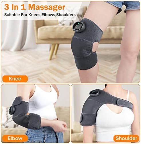 Heating Knee Massager, Knee Shoulder Elbow 3-in-1 Heating Vibration Massager, Portable Wireless Hot Compress Massager, Relieve Joint Pain and Pressure, Suitable for Office, Study