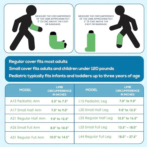 Arm Cast Protector - Waterproof, Reusable, Half Arm (A21) Covers Hand, Wrist & Forearm for Water Protection in Pool, Bath & Shower.
