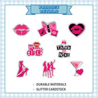 24Pcs Burn Book Cupcake Toppers - Glitter Burn Book Party Decorations for Hot Pink Girls Themed Birthday Party Cake Décor