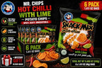 Mr. Chips Hot Chilli with Lime Potato Chips, 1.411 oz Bags (Pack of 6) | Spicy Chili Lime Crispy Snack Chips | Imported Individual Snack Size Bags | Crunchy Potato Chips | Bundled by SUPERDEALS with Mystery Gift