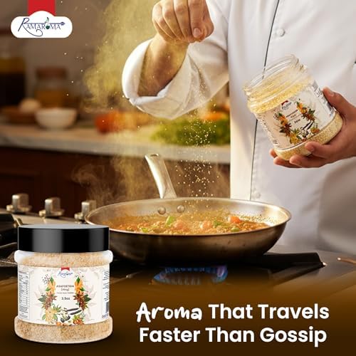 Ramaroma Asafetida (Hing) Ground 3.5oz (100g) ~ All Natural | Salt Free | Vegan | Non-GMO | Asafoetida Indian Spice | Best for Onion Garlic Substitute