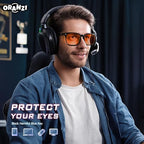 98.6% Blue Light Blocking Glasses for Computer & Gaming - Anti Harmful Blue Ray for Better Sleep, Amber Lenses Anti Fatigue & Eye Strain