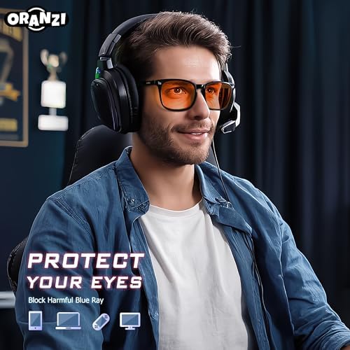98.6% Blue Light Blocking Glasses for Computer & Gaming - Anti Harmful Blue Ray for Better Sleep, Amber Lenses Anti Fatigue & Eye Strain