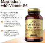 Solgar Magnesium with Vitamin B6, 250 Tablets - Promote Healthy Bone Mineralization, Support Nerve & Muscle Function, Energy Metabolism - Non-GMO, Vegan, Gluten Free, Dairy Free, Kosher - 83 Servings