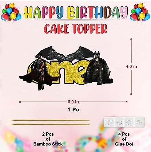 Batmn One Cake Topper – Hero-Themed Birthday Cake Decoration with Number One Design for Party Celebrations, Action Style Events, Dessert Table Displays, and Creative Indoor or Outdoor Décor