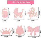 48 Pieces Baby Shower Cupcake Toppers for Girls Glitter Pink Baby Girl Food Picks Baby Shower Toothpicks for Girls Birthday Cake Decorations Party Favors Supplies