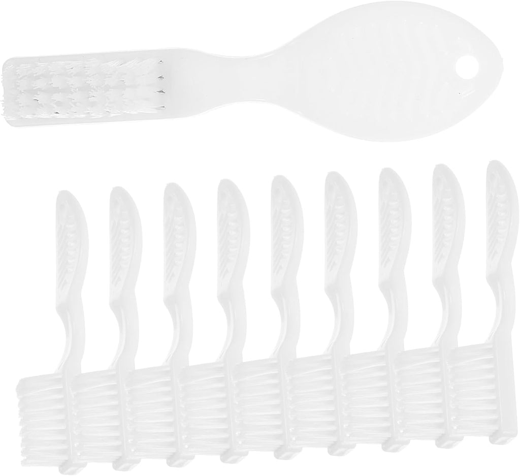 10pcs Oral Cleaning Brush Toothbrush Small Toothbrush Prison Manual Prison Teeth Brush Thumbprint Handle Portable Nylon White Set Soft Travel