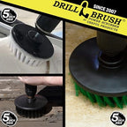 Drillbrush 3 Brush Kit - Drill Brush Cleaning Supplies - White Soft for Leather, Glass, Carpet - Green Medium for Kitchen, Bathroom, Tub, Sinks, Flooring - Black Ultra Stiff for Garage Floors, Stone