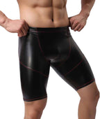 Men's PU Leather Shorts Bodywear Jockstrap Wrestling Singlet Outfits
