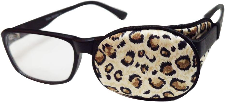 Kid/Adult Visual Acuity Recovery Silk Eye Cover, Training Amblyopia Strabismus Corrected Lazy Eye Patches for Glasses (Brown Leopard)