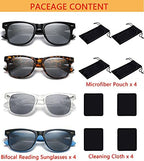 4 Pack Premium Bifocal Reading Sunglasses for Men Women Classic Outdoor UV400 Unisex Fashion Sun Readers Glasses with Spring Hinge,+2.25 strength
