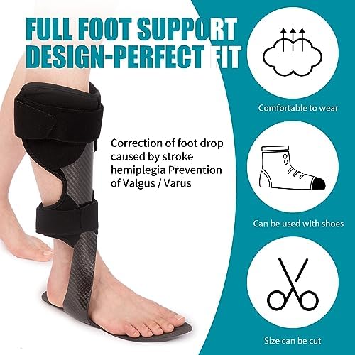 Carbon Fiber AFO Brace Lightweight Ankle Foot Orthosis Foot Drop Brace AFO Rehabilitator for Drop Foot, Stroke, Hemiplegia (M-Right (Carbon Fiber))